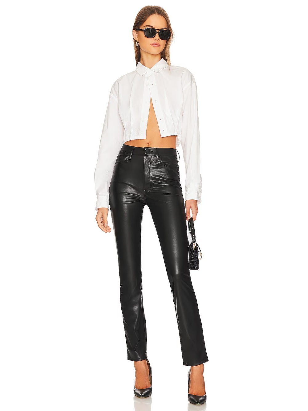 MOTHER the dazzler skimp faux leather pants wax on wax off 23